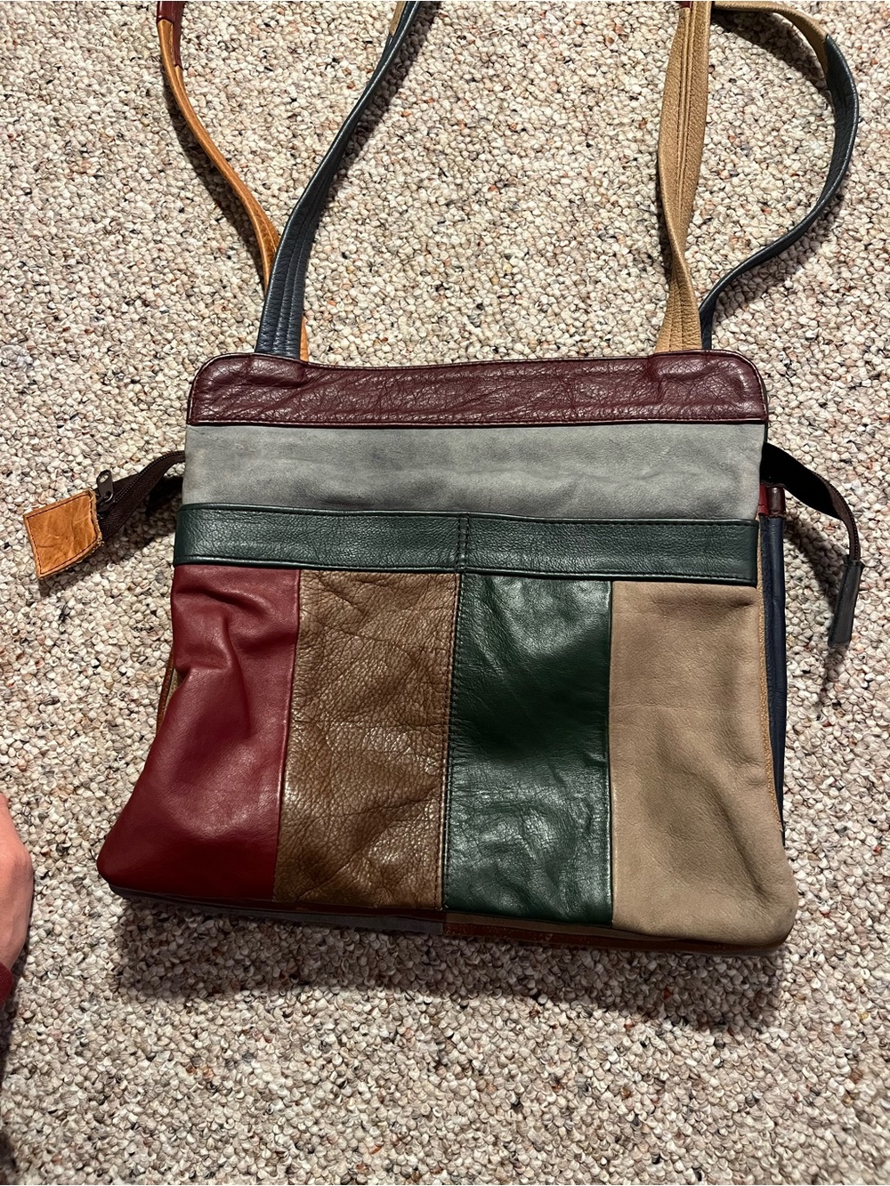 Vintage Colorblock Multicolor Leather Crossbody Bag - Picture 5 of 14